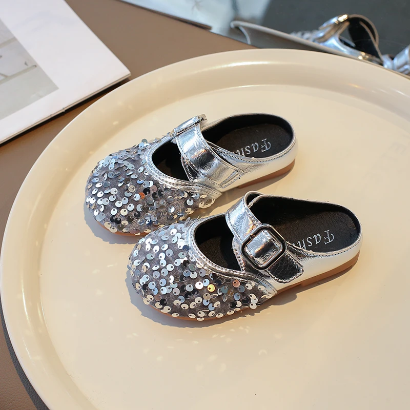 

Children Patent Leather Sandals Sequins Slipper Toddler Gilrs Buckle Beach Shoes Kids Infant Open Toe Casual Sandalias 6-12Y