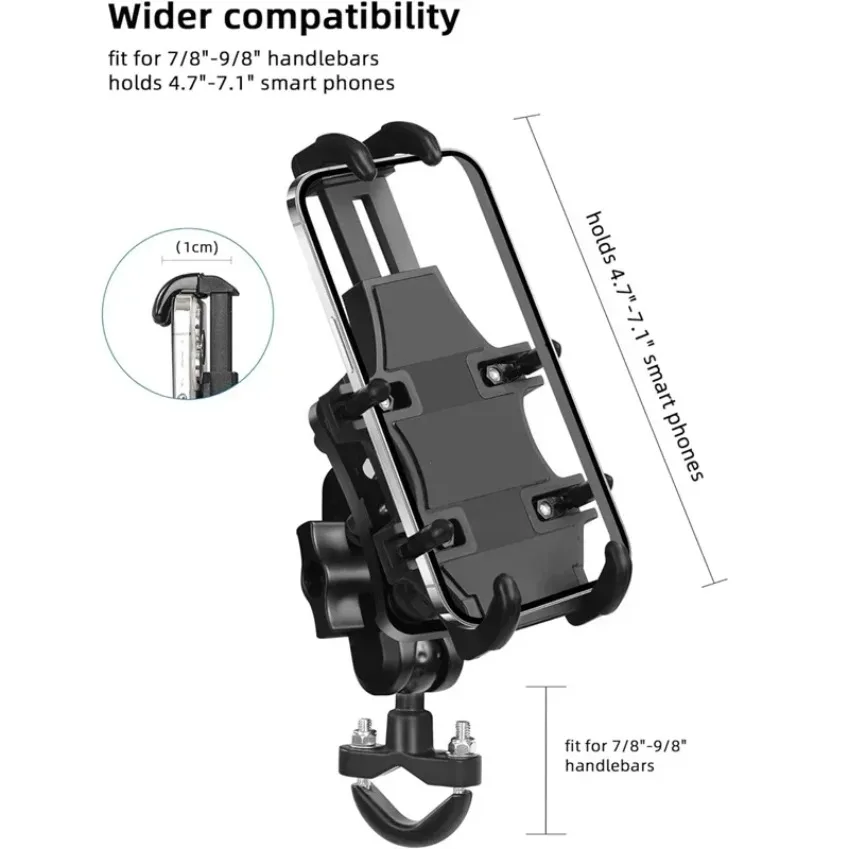 

Motorcycle Phone Mount One Bike Phone Holder 4.7"-7.1" Cell Phones Handlebar Cell Phone Holder for Bike Motorcycle Scooter ATV
