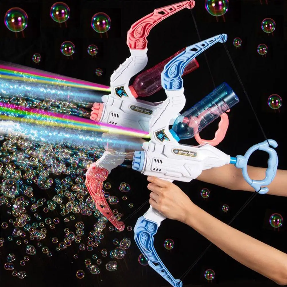 2in1 Electric Bubble Machine Bow and Arrow Automatic Bubble Blower Soap Bubbles Bazooka Maker Water Gun Seifenblasen Outdoor Toy