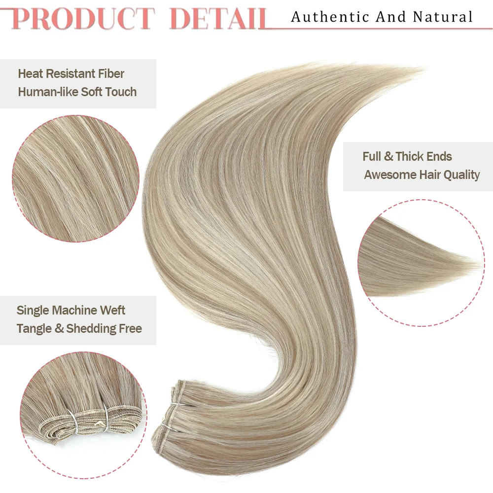 36 Zoll 200 g glattes Haarbündel 26 Zoll 150 g Bio-Synthetik-Klavierblond-Braun # 613 M618 Hochtemperaturfaser-Haarweberei