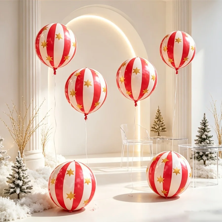 6 Pcs 22 Inch 4D Striped Star Aluminum Film Balloon Ktv Mall Home School Decoration Circus Party Supplies Photo Booth Props