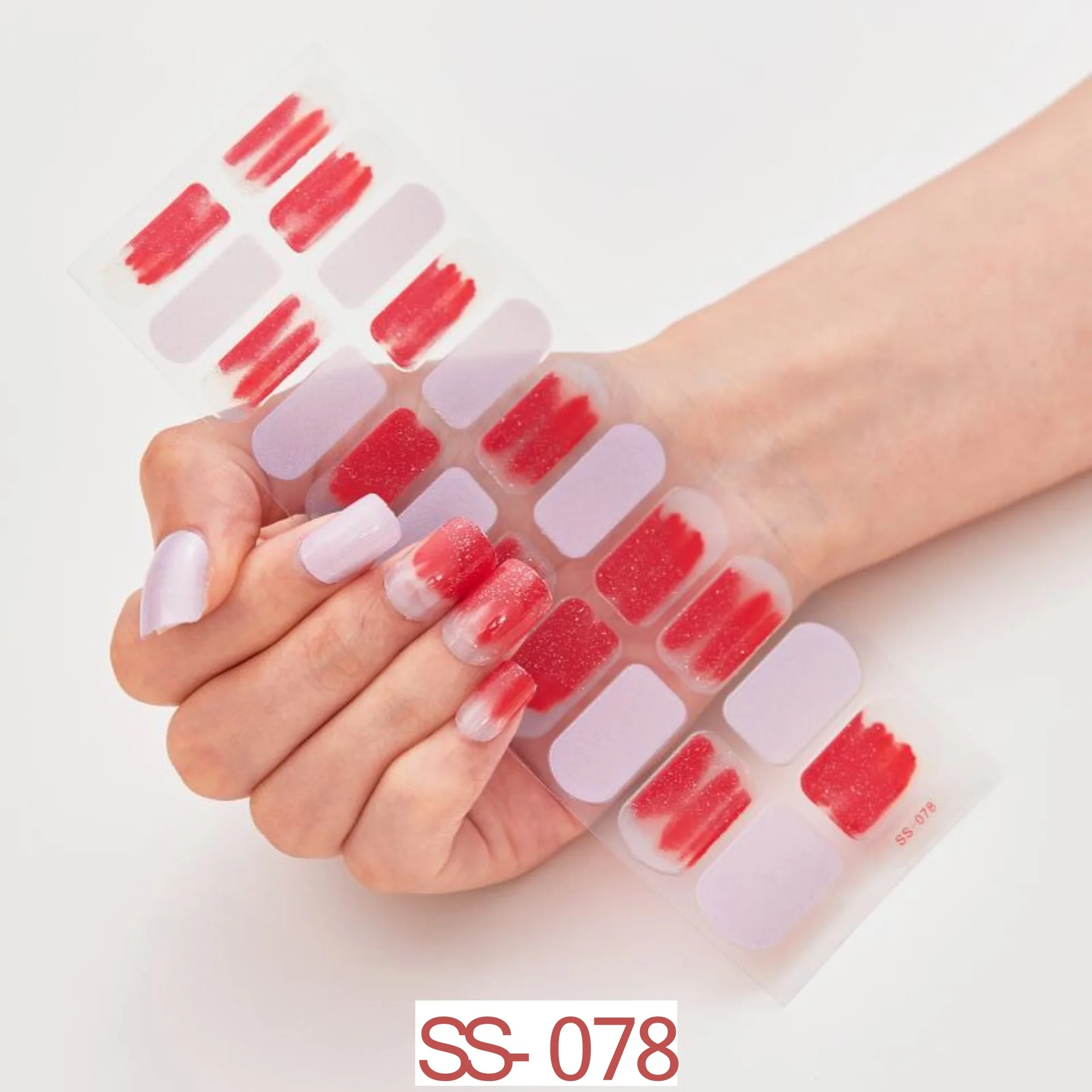 Pegatina de uñas con purpurina Rosa desnuda, calcomanías de cobertura completa de corazón rojo, envolturas autoadhesivas para arte de uñas, suministros de manicura impermeables, 22 puntas