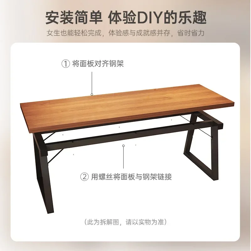 Modern Computer Home Office Desk Large Executive Office Computer Table Study Writing Desk Wooden Tabletop Metal Frame