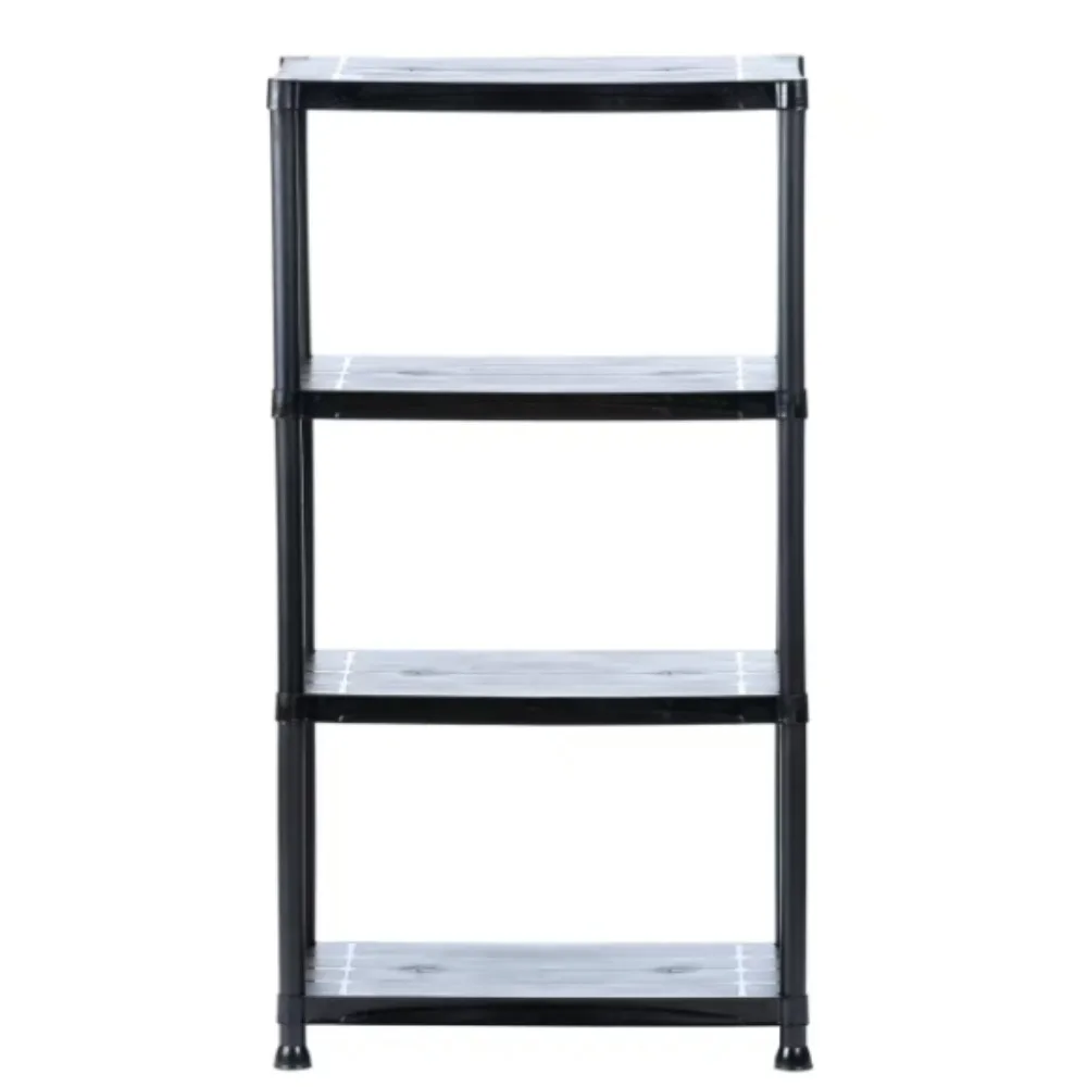 4-Tier Easy Assembly Scratch Resistant Plastic Garage Storage Shelving Unit in Black