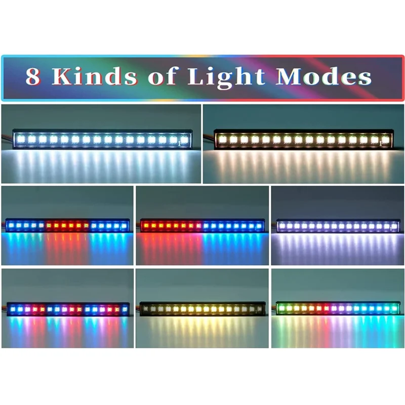 AA87 Metal 16 LED 8 modos barra de luz de techo lámpara de techo repuestos accesorios para TRX4M TRX4-M 1/18 coche trepador de control remoto Upgr