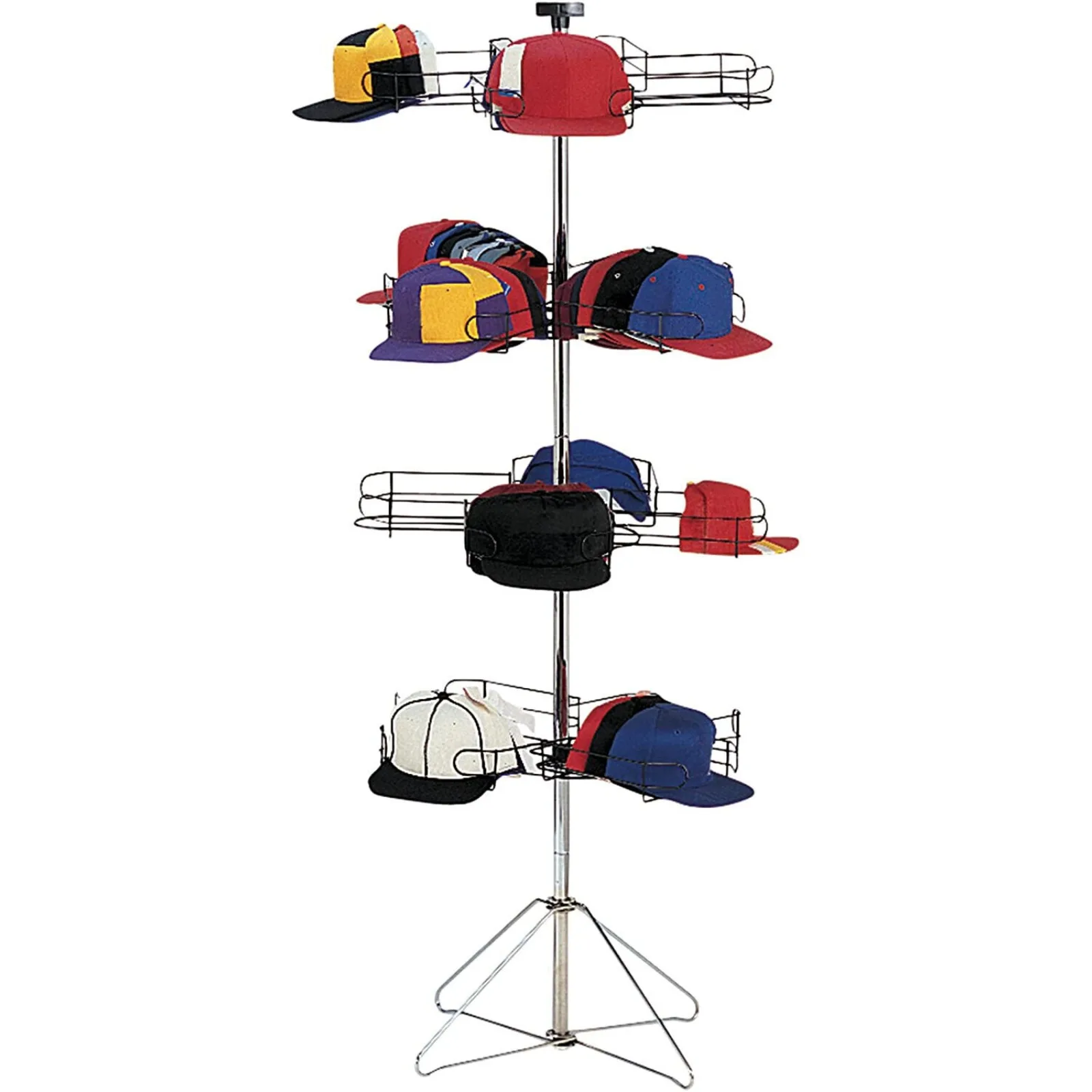 

US Cap Hat Baseball Rack Floor Standing 4 Tier Rotating Display Holds 96 Sport