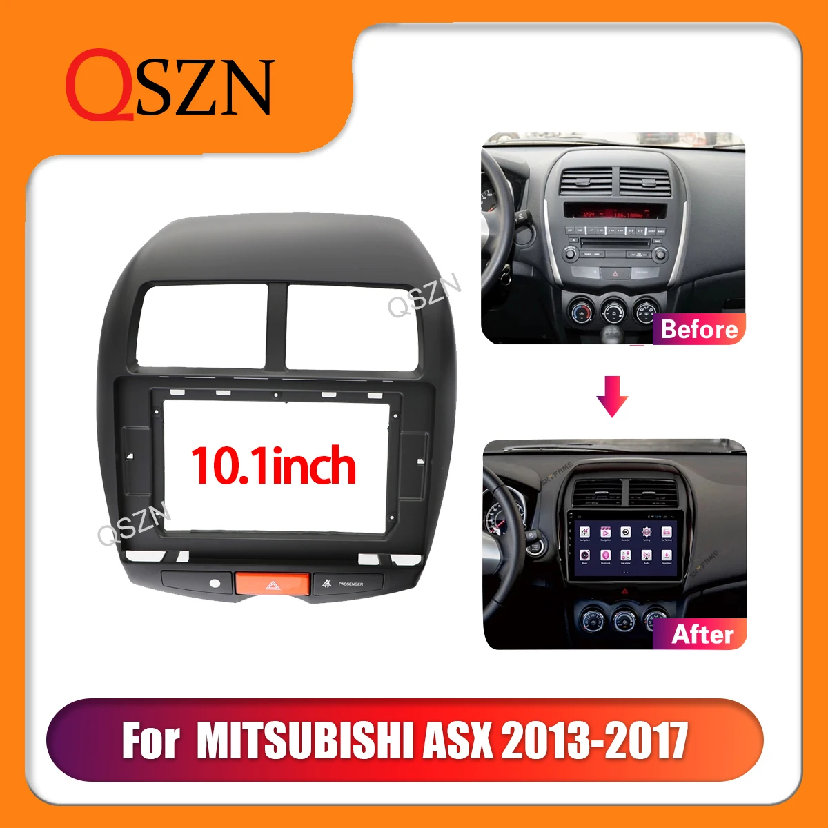 QSZN 10.1 Inch Car Frame Fascia For MITSUBISHI ASX 2013~2017 Big Screen Stereo Panel Dashboard Mount Kit Installation 2 Din