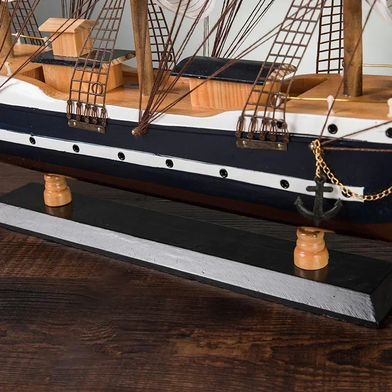 Modelo de velero de madera grande, juguete artesanal de 80cm, barco de vela 3D, decoración del hogar mediterráneo, nuevo regalo de manguera a un amigo