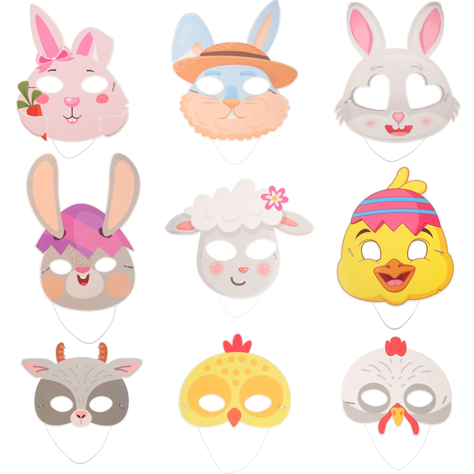 

9 Pcs Rabbit Decor Animal Paper Mask Decorate Party Favors Masks for Kids Child