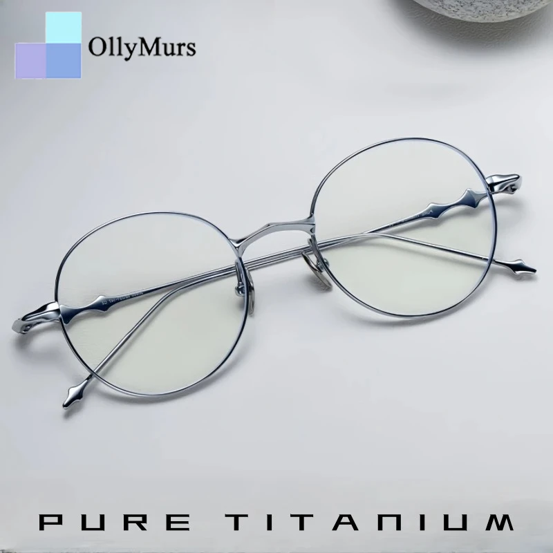

OLLYMURS новые роскошные круглые очки из чистого титана для мужчин и женщин, сверхлегкие модные ретро-сверхлегкие модные оптические очки по рецепту, оправа EP