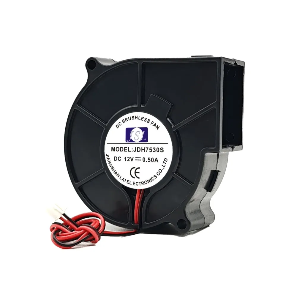 JSL JDH7530S 75 مم × 30 مم DC مروحة نفخ: 12 فولت، 0.50 أمبير، توربو