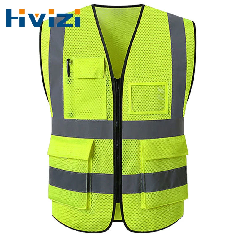 Mesh Safety Vest with Pockets and Zipper High Visibility Waistcoat Reflective Vest Jacket for Men Women Hi Vis Vest