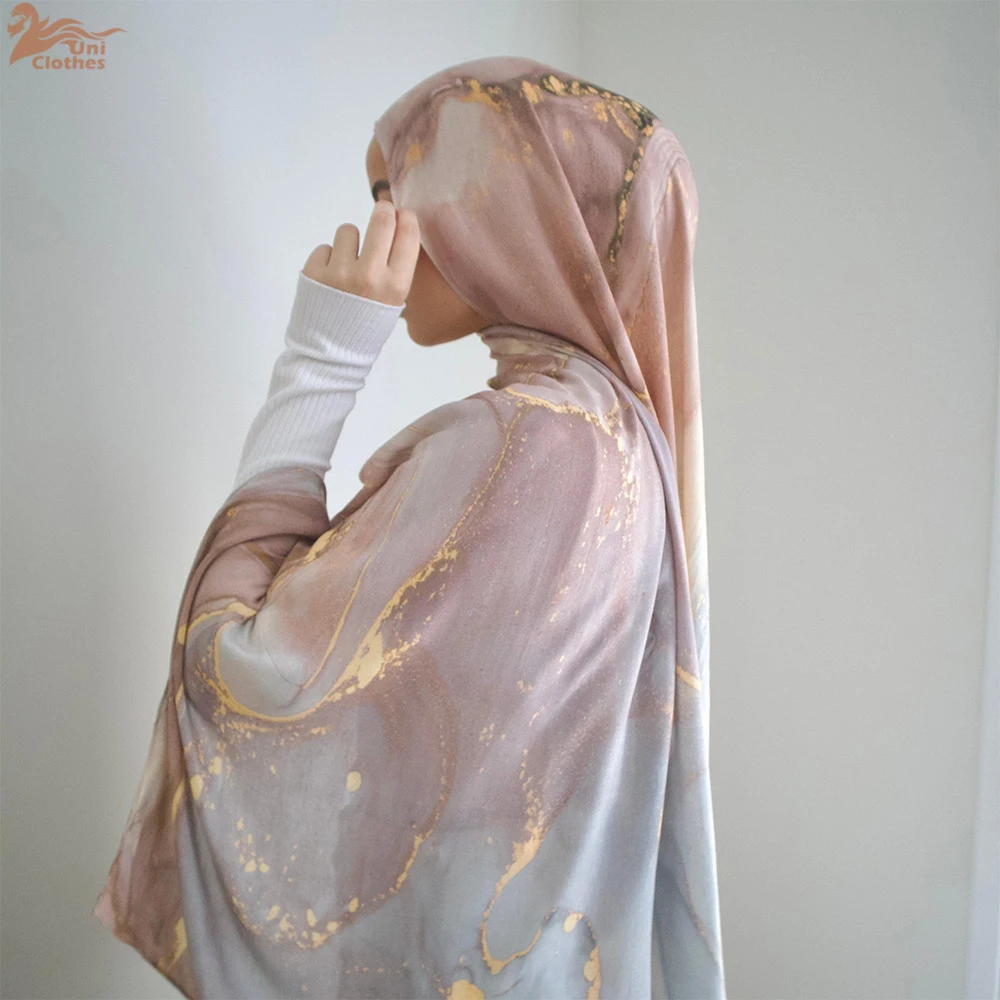 Premium Modal Cotton Hijab Marble Print Scarf Shawl Headscarf Musulman Headband Islamic Headscarf Turban Ramadan Islam Hijabs