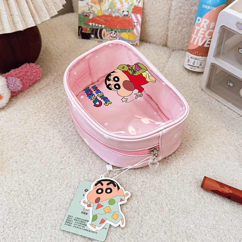 Tas Kosmetik Kartun Crayon Shin-Chan Tas Wanita Travel Tahan Air Transparan Kartun Tas Penyimpanan Multifungsi Hadiah Liburan