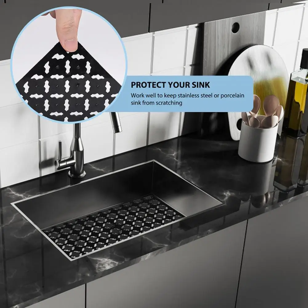 30x40cm Sink Protector Non-slip Sink Protector Anti-slip Pvc Sink Mat Set Hollow Rhombus Design Protects Ceramic Stainless Steel