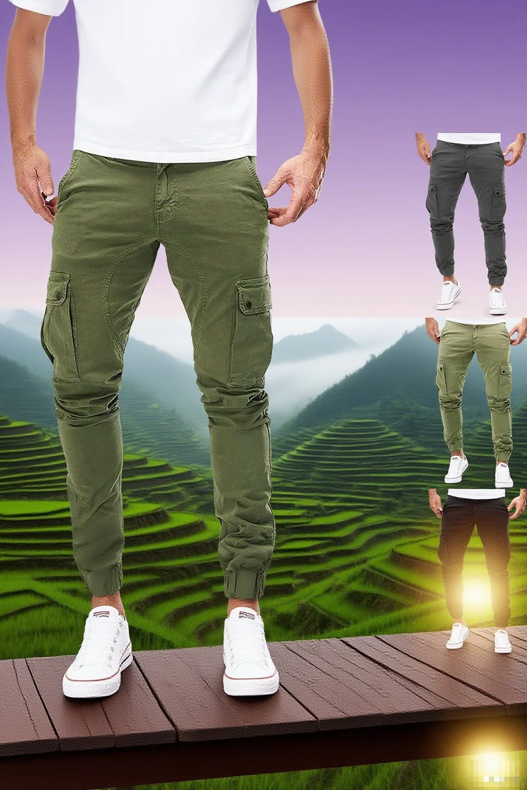 

Men slim and fashionable casual running pants 2025 street wear workwear pants men multi pocket pants fitness sports pants men