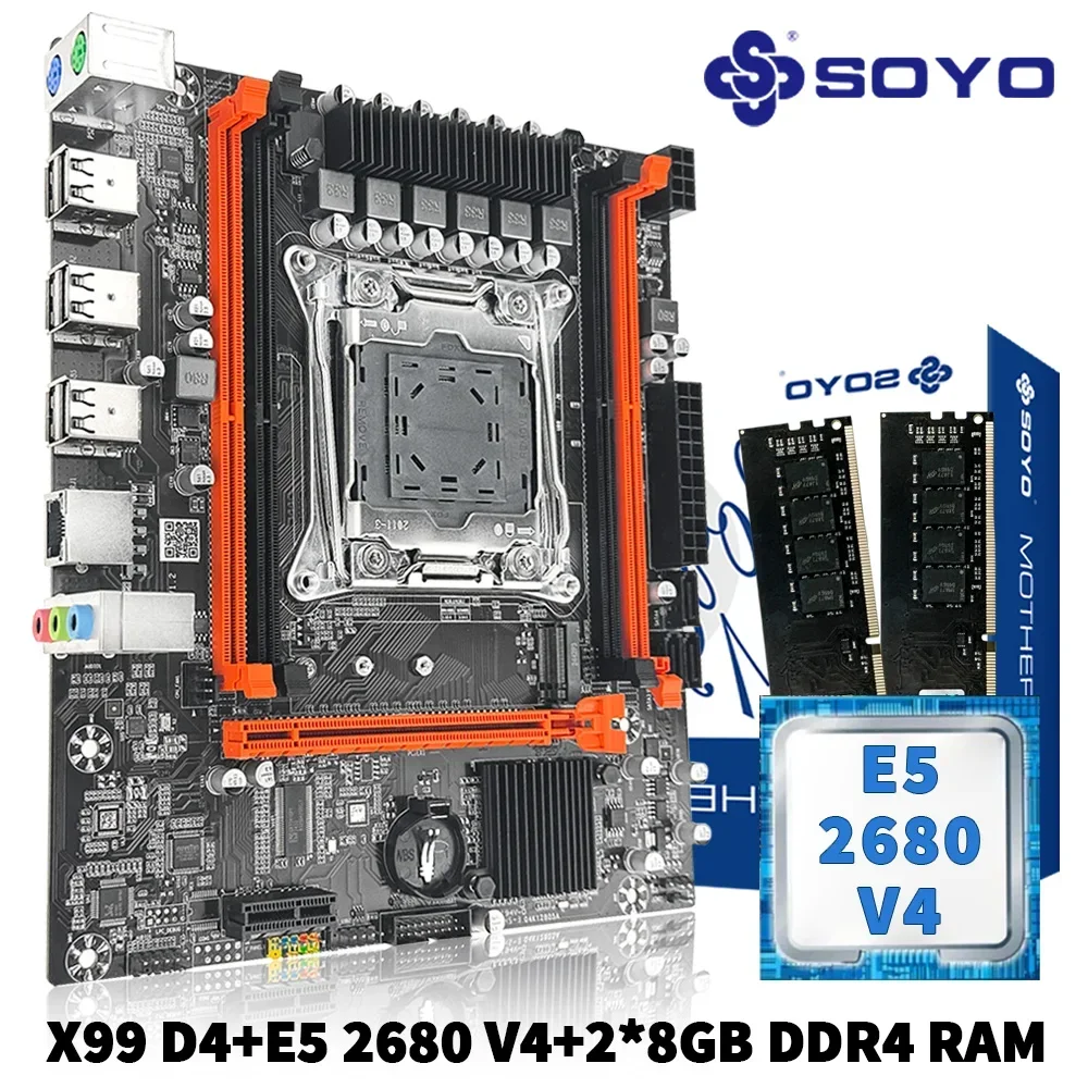 

Новый! Комплект материнской платы SO.YO X99 с Intel LGA2011-3 Xeon E5 2680 V4 и DDR4 16 ГБ (2*8 ГБ) 2133 МГц двухканальной оперативной памяти M.2 NVME