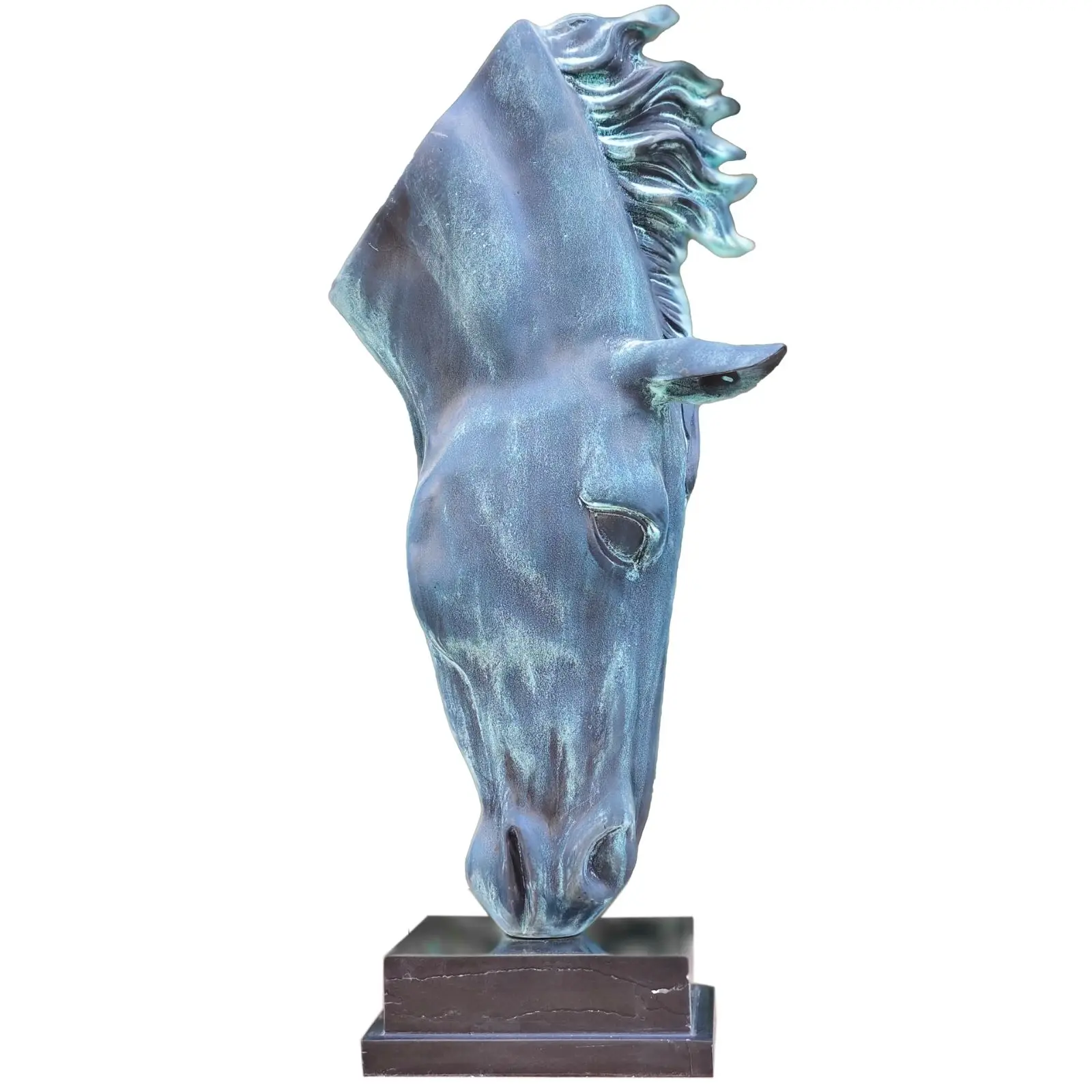 

22" Bronze Horse Head Sculpture Antique Horse Head Bronze Statue Large Ornament For Home Decor Gifts