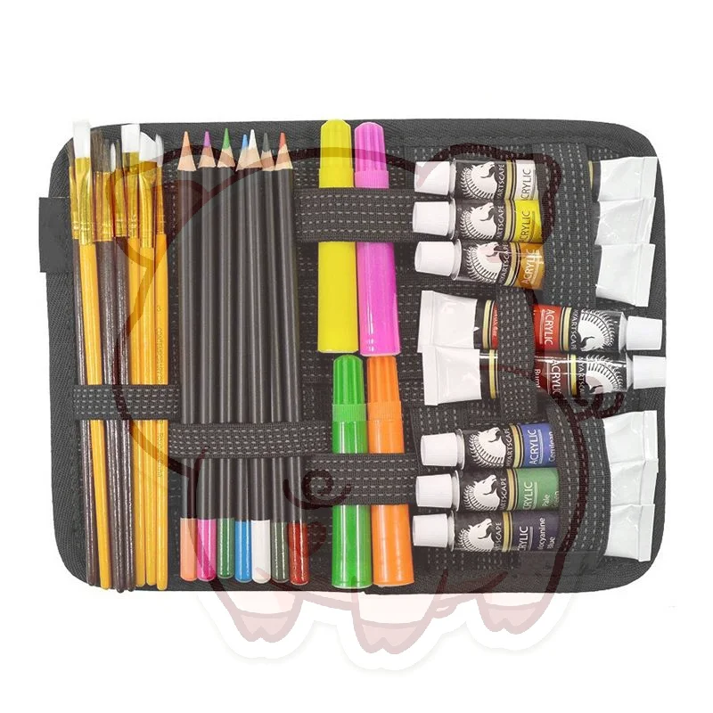 Portable Multi Elastic Band Organizer Board with Zipper Pocket Slim Design for Travel Toiletry Small Item Storage