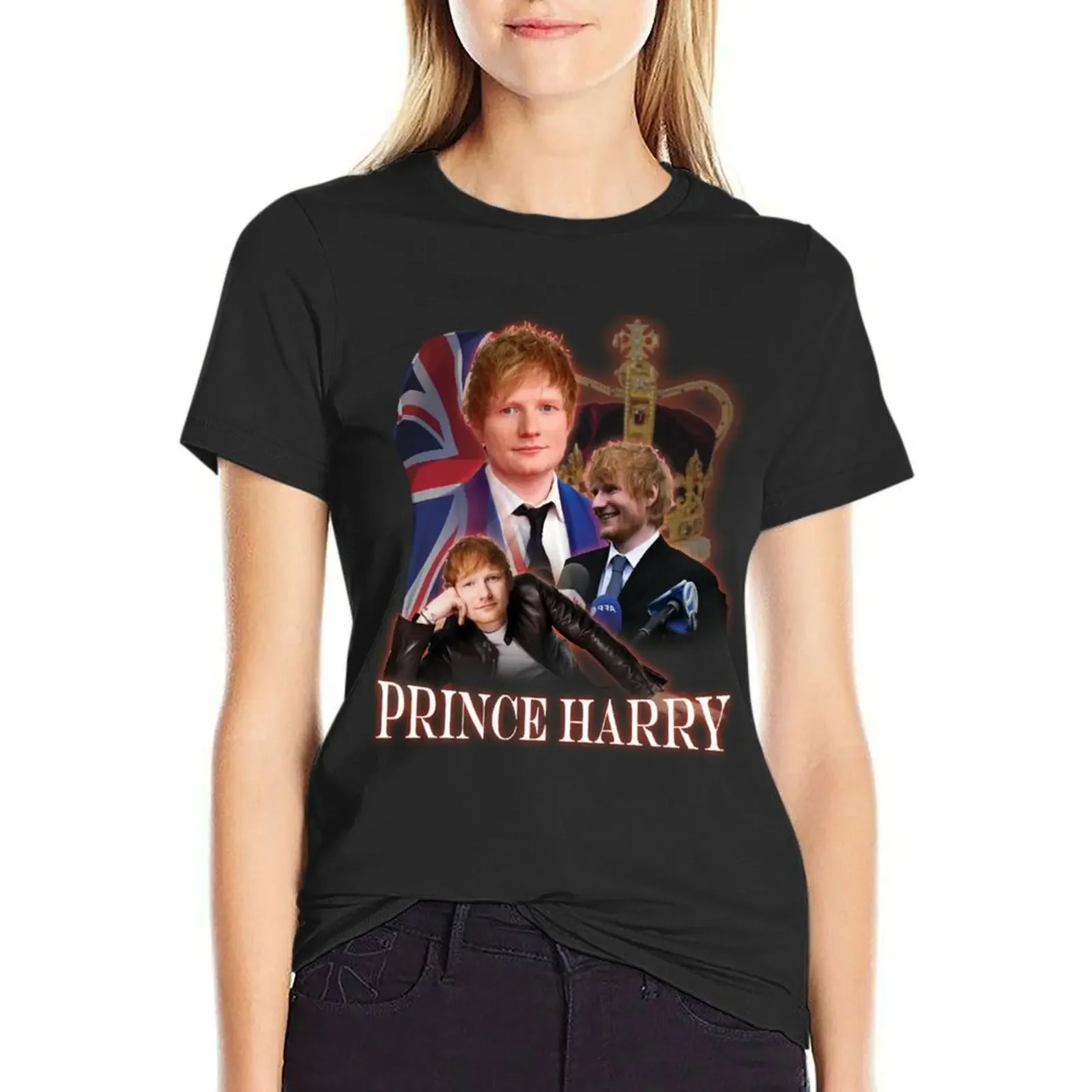 Prince Harry Parody T-shirt Vintage collage T-shirt plus size tops tees summer clothes for Women