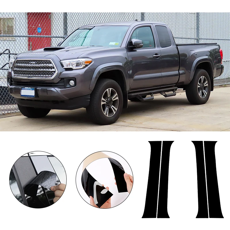 Fit For Toyota Tacoma 2016 2017 2018 2019 2020 2021 2022 2023 Glossy Black Pillar Posts  Window Door Column B C Sticker Cover