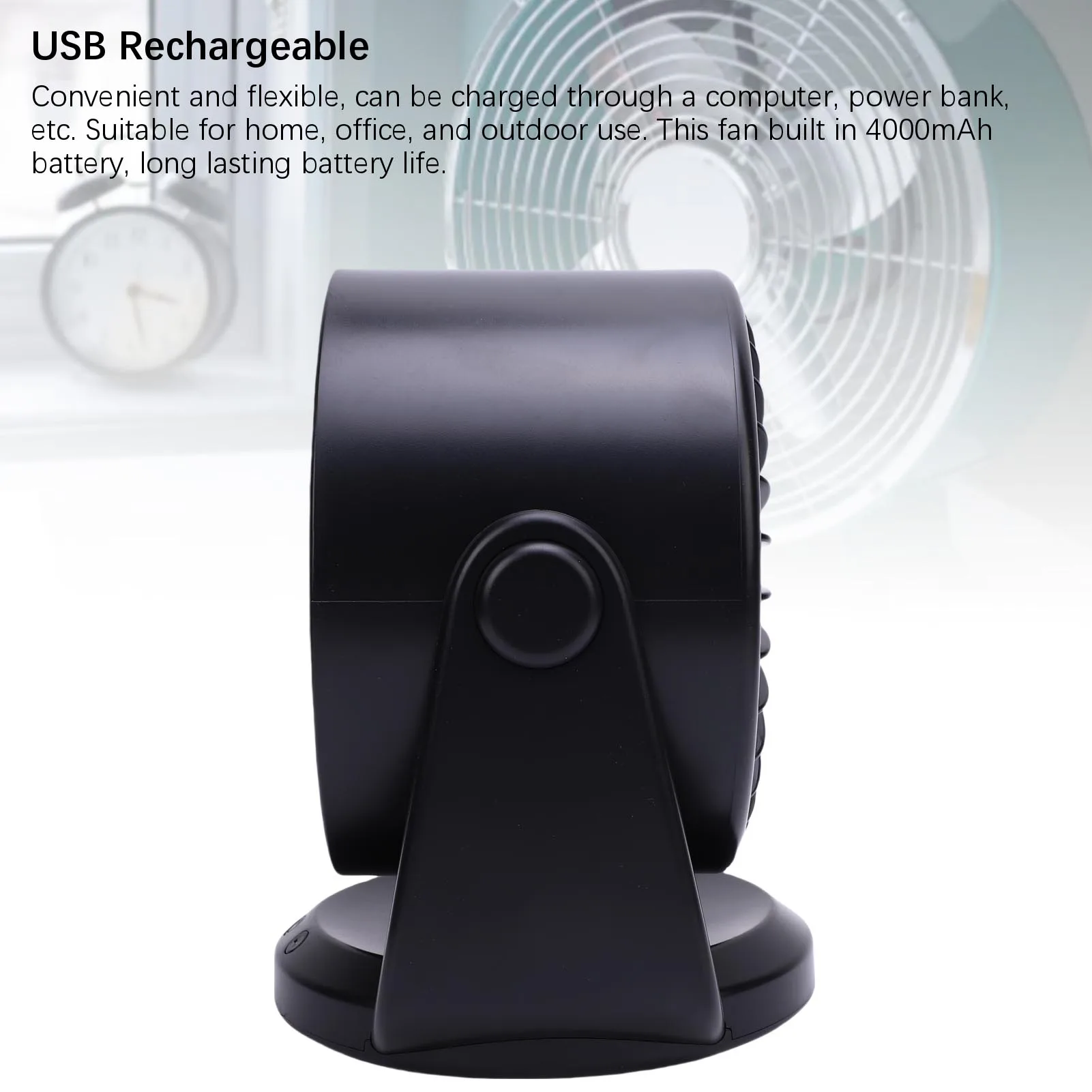 

Перезаряжаемый настольный USB-вентилятор, 100% настройки скорости, тихая работа для домашнего офиса, настенный или настольный вентилятор с цифровым дисплеем