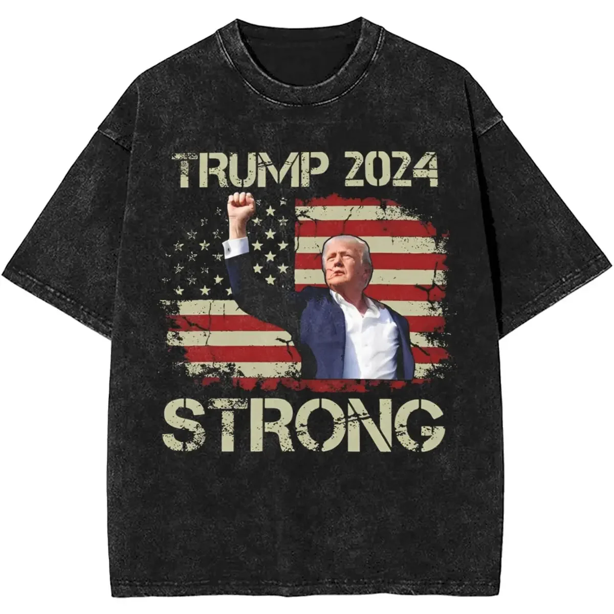 Women Men Shooting At Trump Rally Trump 2024 Strong T Shirt Printed Trump Shot Casual T-Shirt Cotton