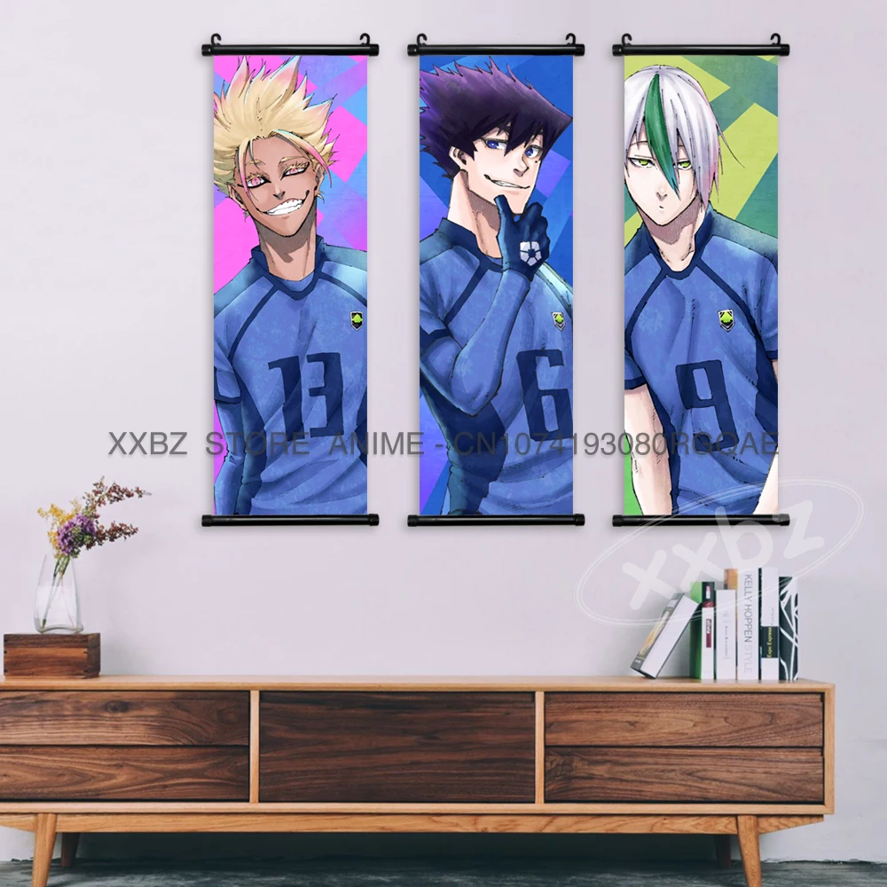 Blue Lock Scrolls Bilder Leinwand Poster Japanische Anime Wandkunst Isagi Yoichi Hängende Malerei Chigiri Hyoma Home Dekoration – Detail 4