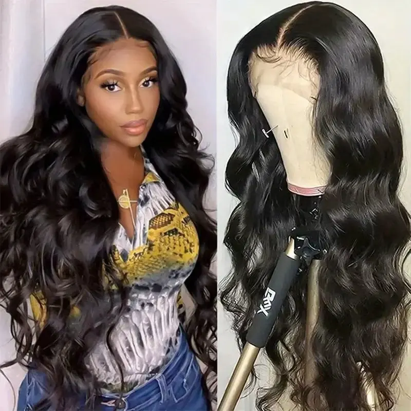 13x4 HD Lace Front Wig 180% Natural Black 26 Inch Body Wave Human Hair Wavy Glueless Pre Plucked For Women Hair wig