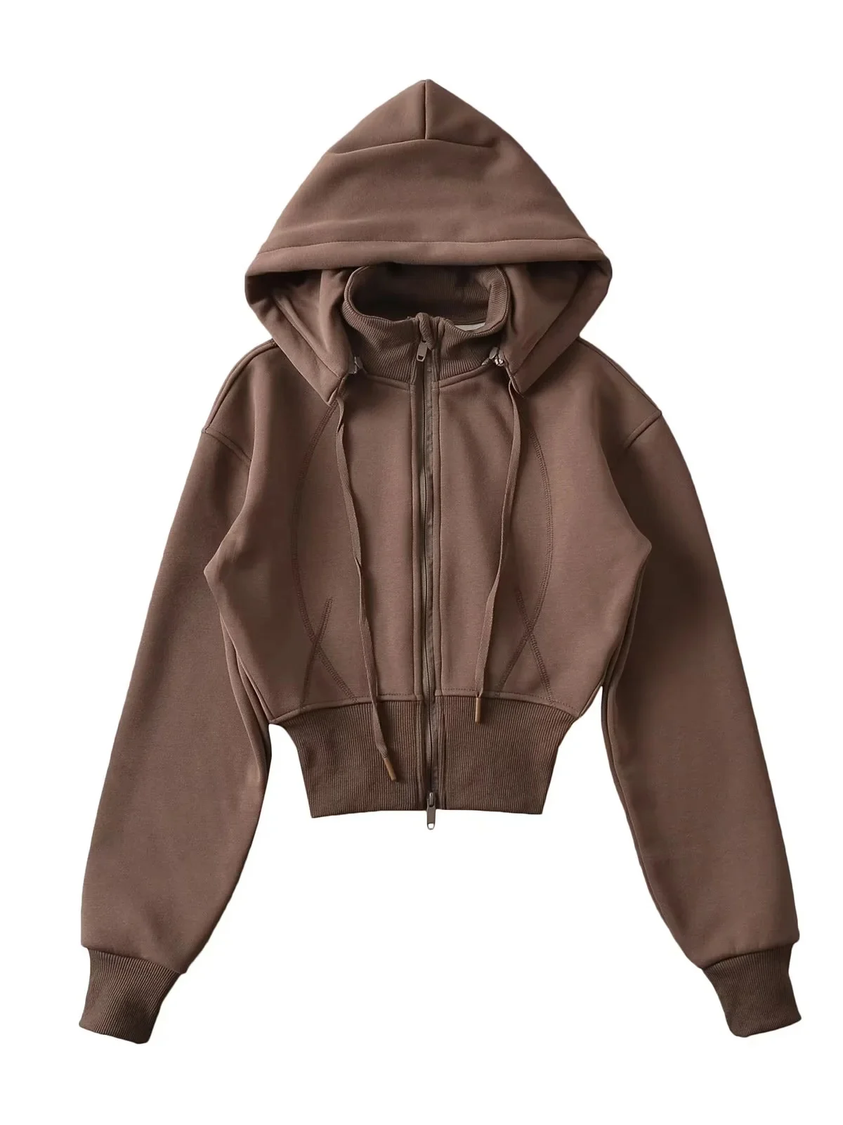 Suda Corta con Capucha Estilo Americano, Forro Polar, Chaqueta Ajustable en la Cintura para Mujer, Ropa Deportiva de Colo...