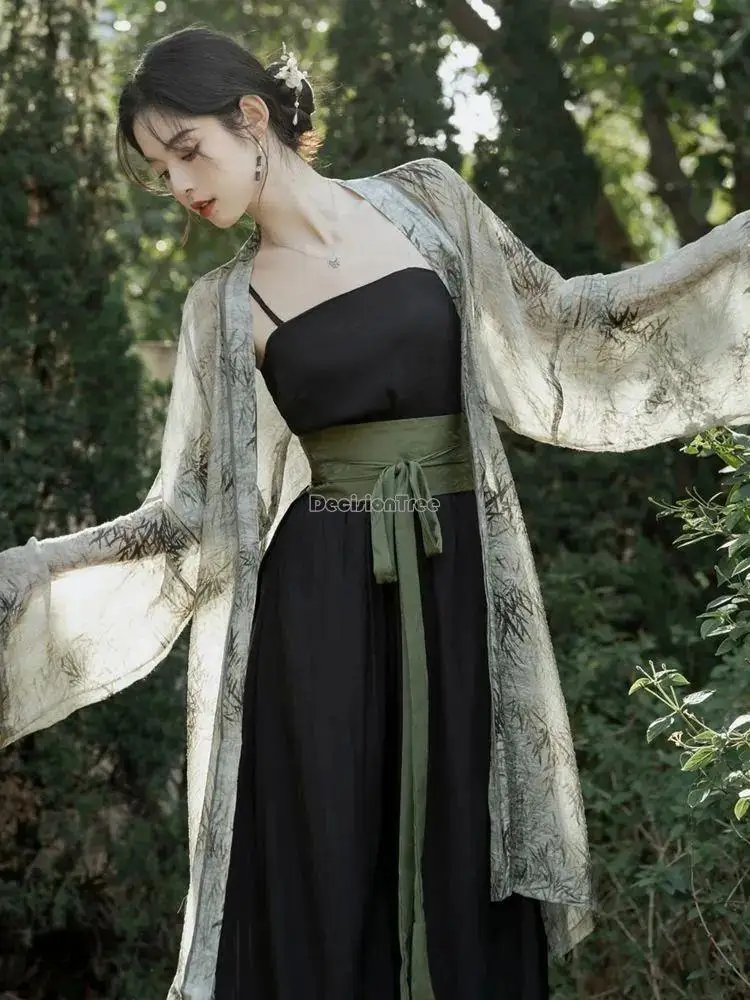 2023 new chinese retro style ancient song dynasty hanfu three pieces set spring summer women daily elegant casual hanfu set s383