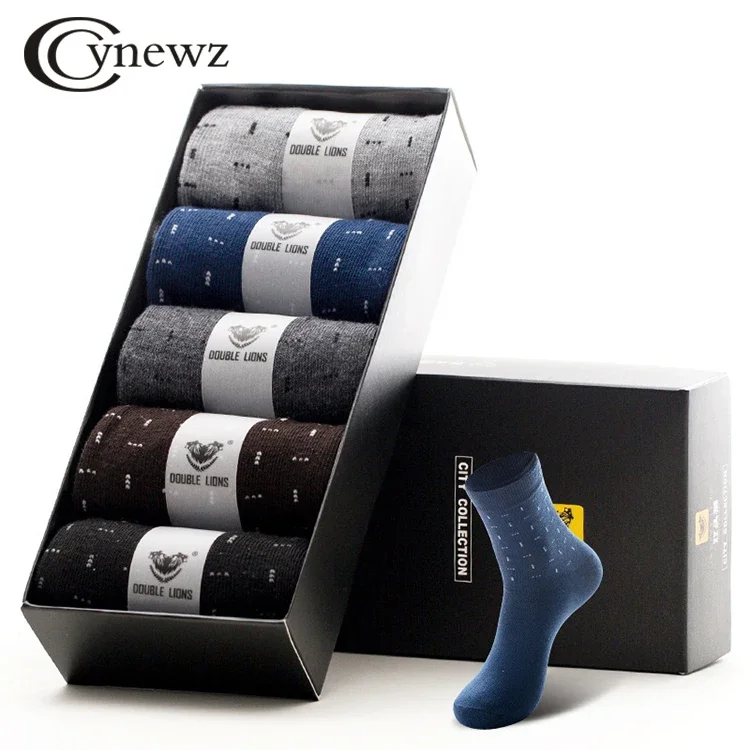 Ensemble de 5 paires de chaussettes longues en coton pour hommes, confortables, respirantes, style décontracté, affaires, printemps, automne