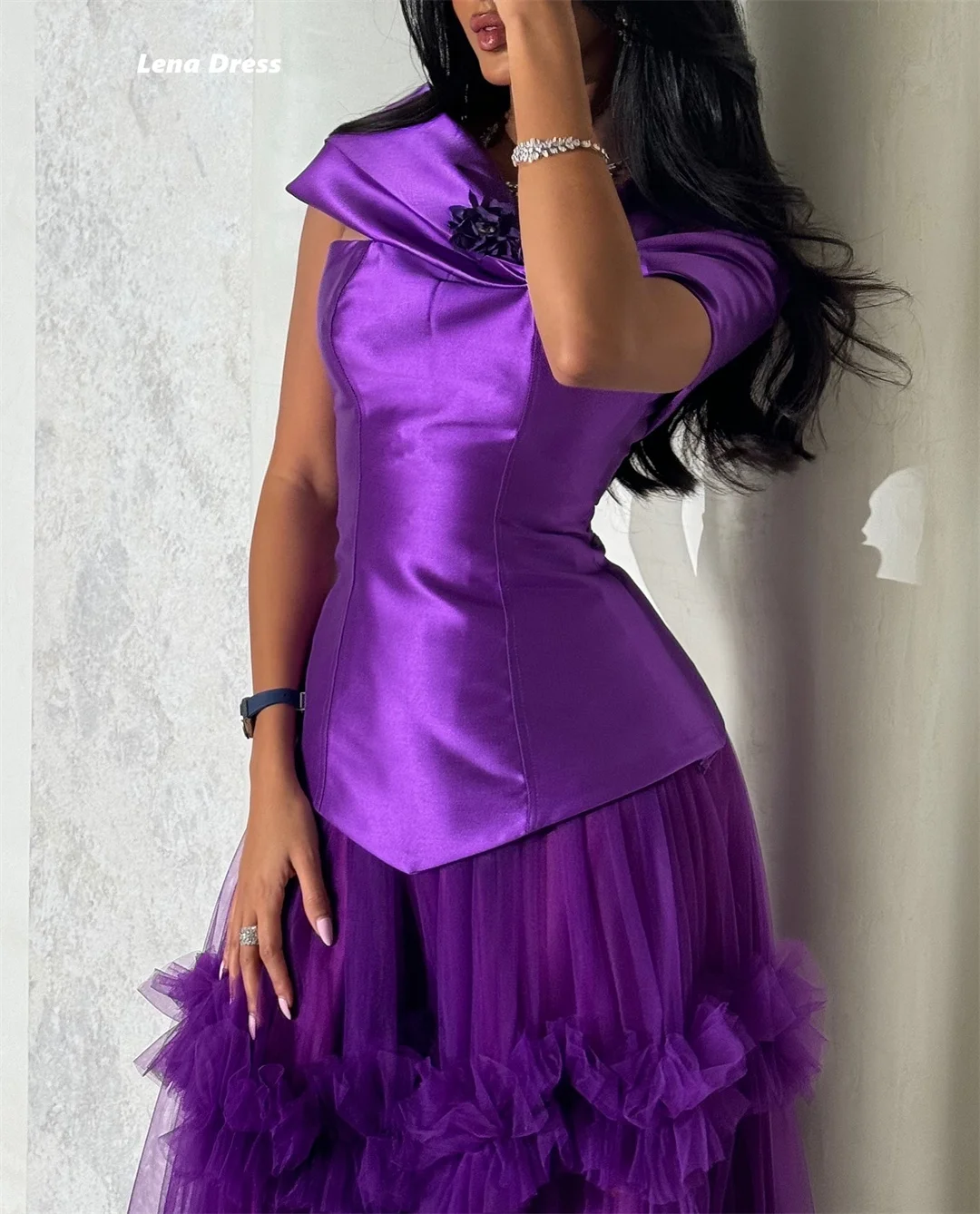 فساتين سهرة نسائية فاخرة مخصصة من Lena فساتين حفلات أنيقة للسيدات 2025 على شكل حرف a فستان حفلة موسيقية فاخر 2025 زفاف أرجواني #5