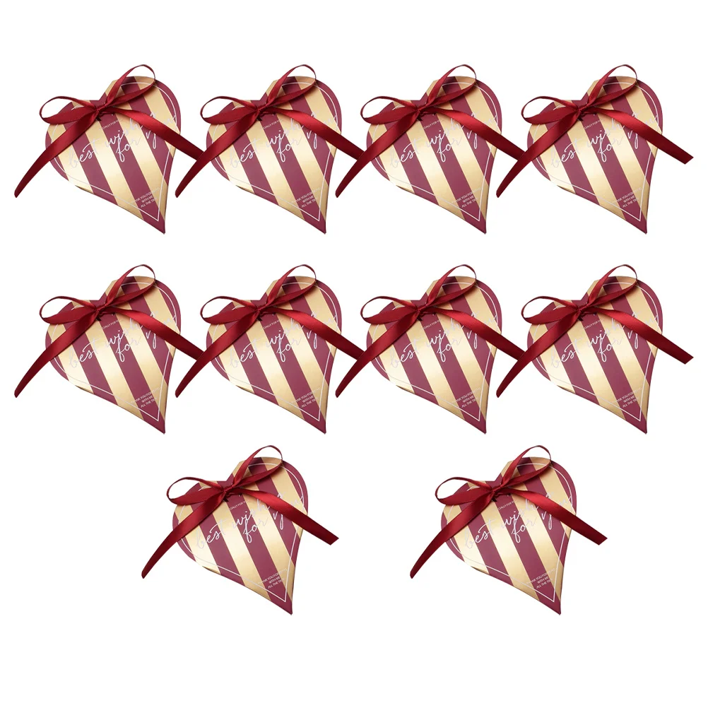 

10pcs Heart Shaped Wedding Boxes Fillable Premium Paper Containers Bride Sweets Storage Lightweight Gift Packaging
