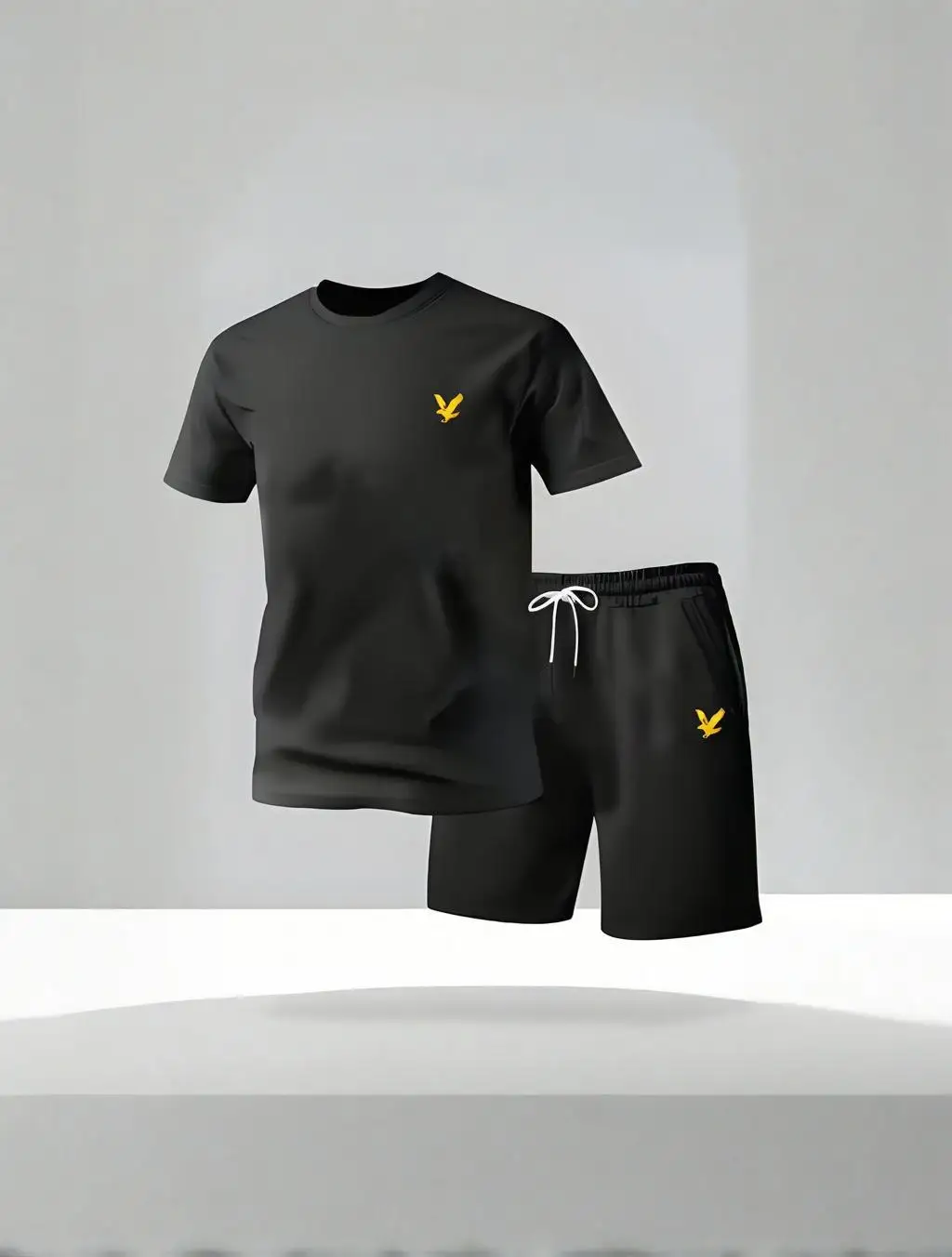 

Men's summer T-shirt and shorts, sporty, casual, fashionable, loose fit, printed with eagle logo, 2-piece set