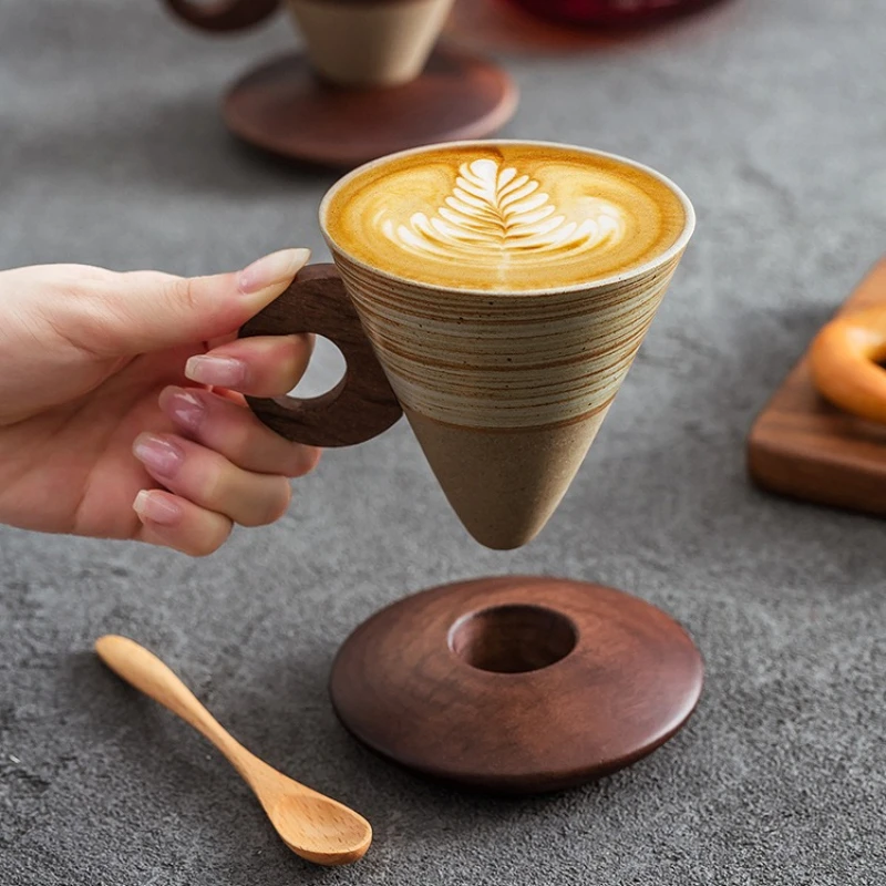

1PC Vintage Distressed Stoneware Coffee Mug Creative Retro American-style Latte Cup, Artisanal Design with Premium Elegance