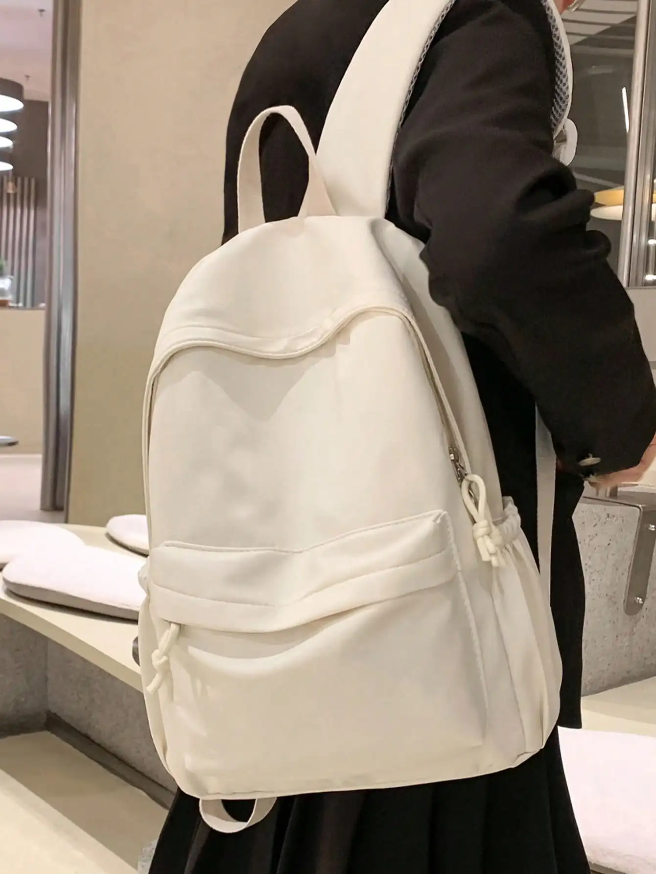 New Solid Color Nylon Casual Backpack, Suitable For Students, School, Travel And Unisex Use, Suitable For Outdoor Short-Distance Travel. Lightweight, Breathable, Abrasion-Resistant And Water-Resistant. sg2412082350223911
