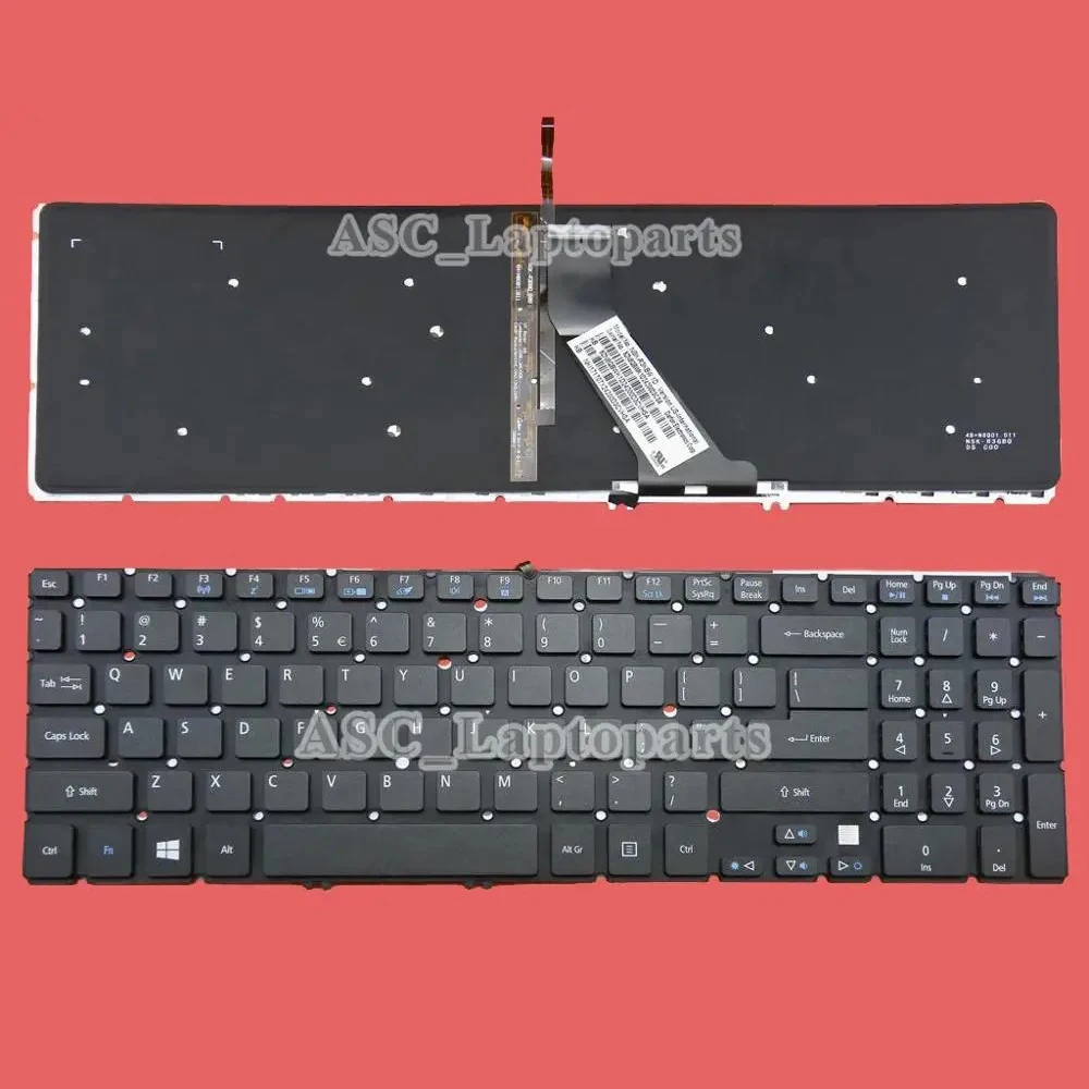 

New US Keyboard For Acer Aspire M5-581G M5-581T M5-582PT M5-583 M3-580 M3-580G Laptop, with Backlit Board, without Frame, Black