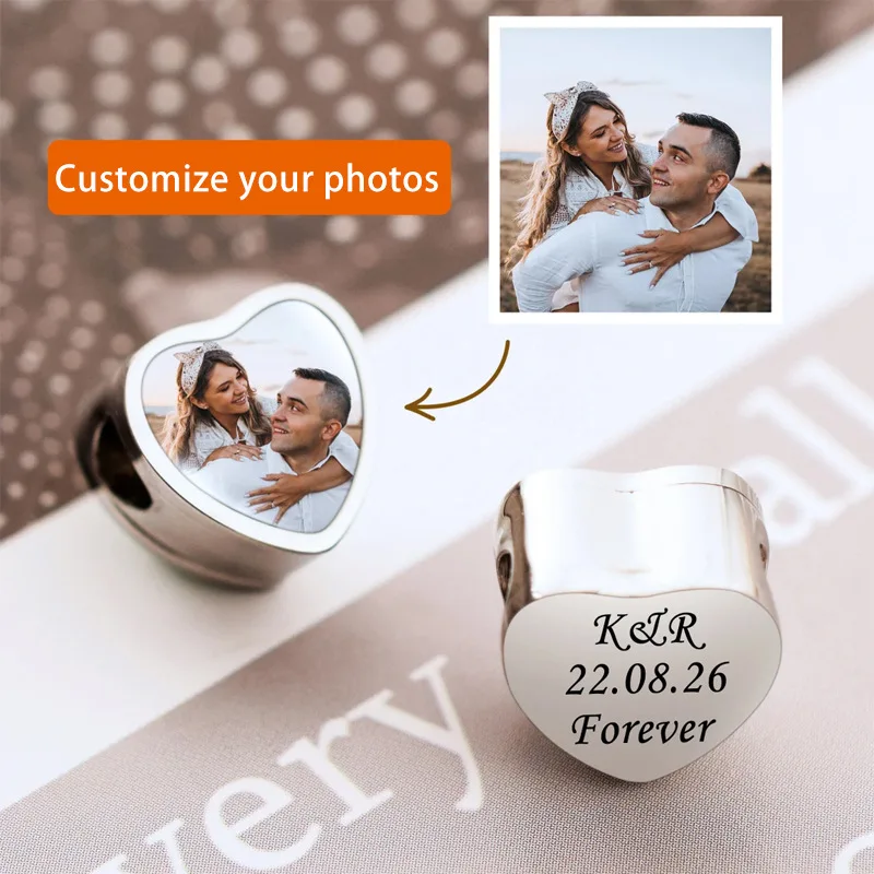 

Stainless Steel Photo Tag Customized Necklace Heart Pendant Picture Image Text Personalized Durable Necklace Bracelet Jewelry