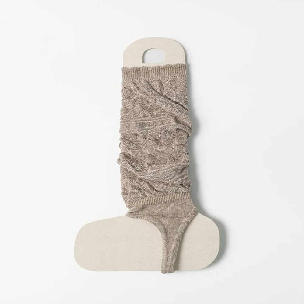 1 Pair Thin Knit Stirrup Slouch Socks Stirrup Design Breathable Feel Calf Socks Soft Stretch Calf Length Hollow Knit Socks