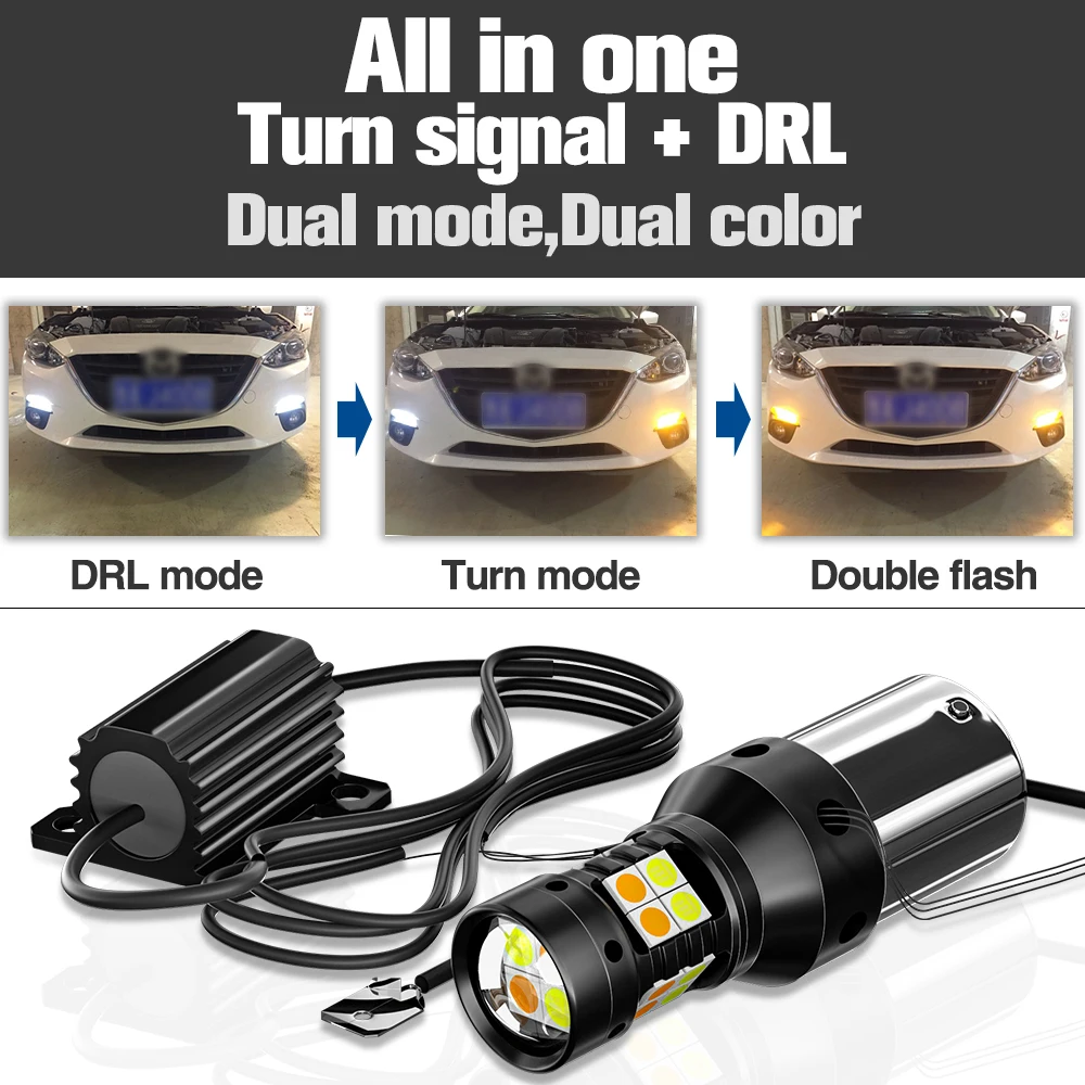2x LED Dual Mode Turn Signal+Daytime Running Light DRL Accessories Canbus For Mercedes Benz M-Class W163 W164 1998-2011