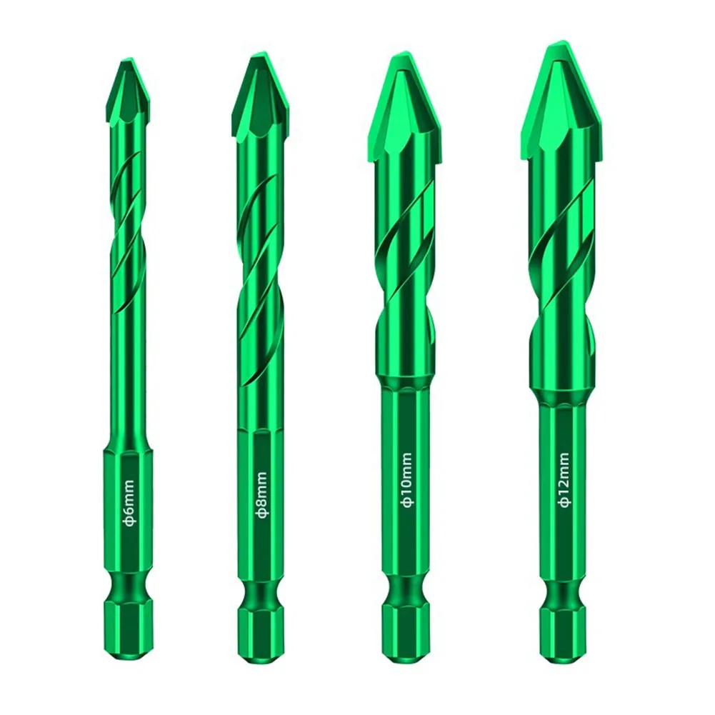1PCS Drill Bit 6-12mm Carbide Green For Drywall Bricks Tiles Eccentric Drill Triangle Drill Spiral Eccentric Drill Tools