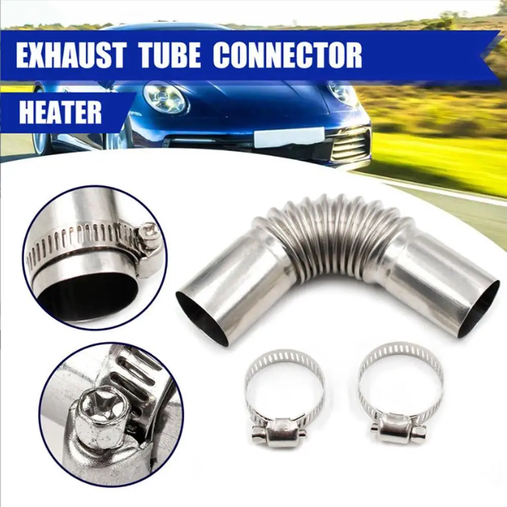 

13CM 90°Outlet Heater Exhaust Pipe Tube 24mm Elbow Connector Stainless Steel Corrugated Flue Pipe For Car Heater Car Accessories