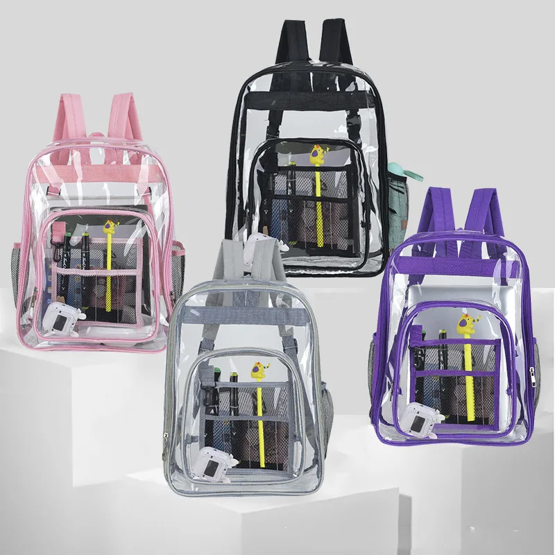 

Fashion PVC Backpack for Teenager Waterproof Women Men Transparent Shoulder Bag Travel Schoolbag Trend Jelly Beach Bags Rucksack