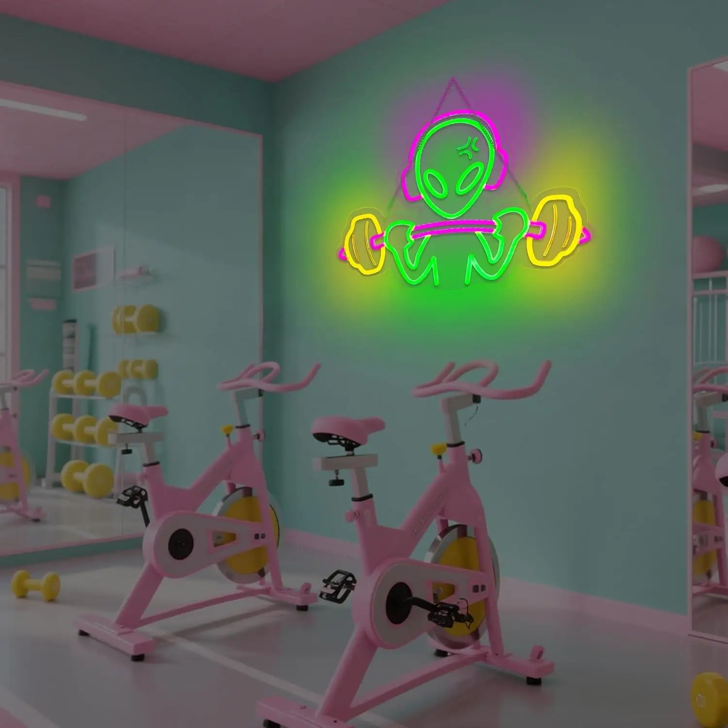 Alien Neon Sign USB Dimmable Neon Lights for Gym Exercise Room Man Cave Teen Room Game Room Decoration Personzalized Gifts