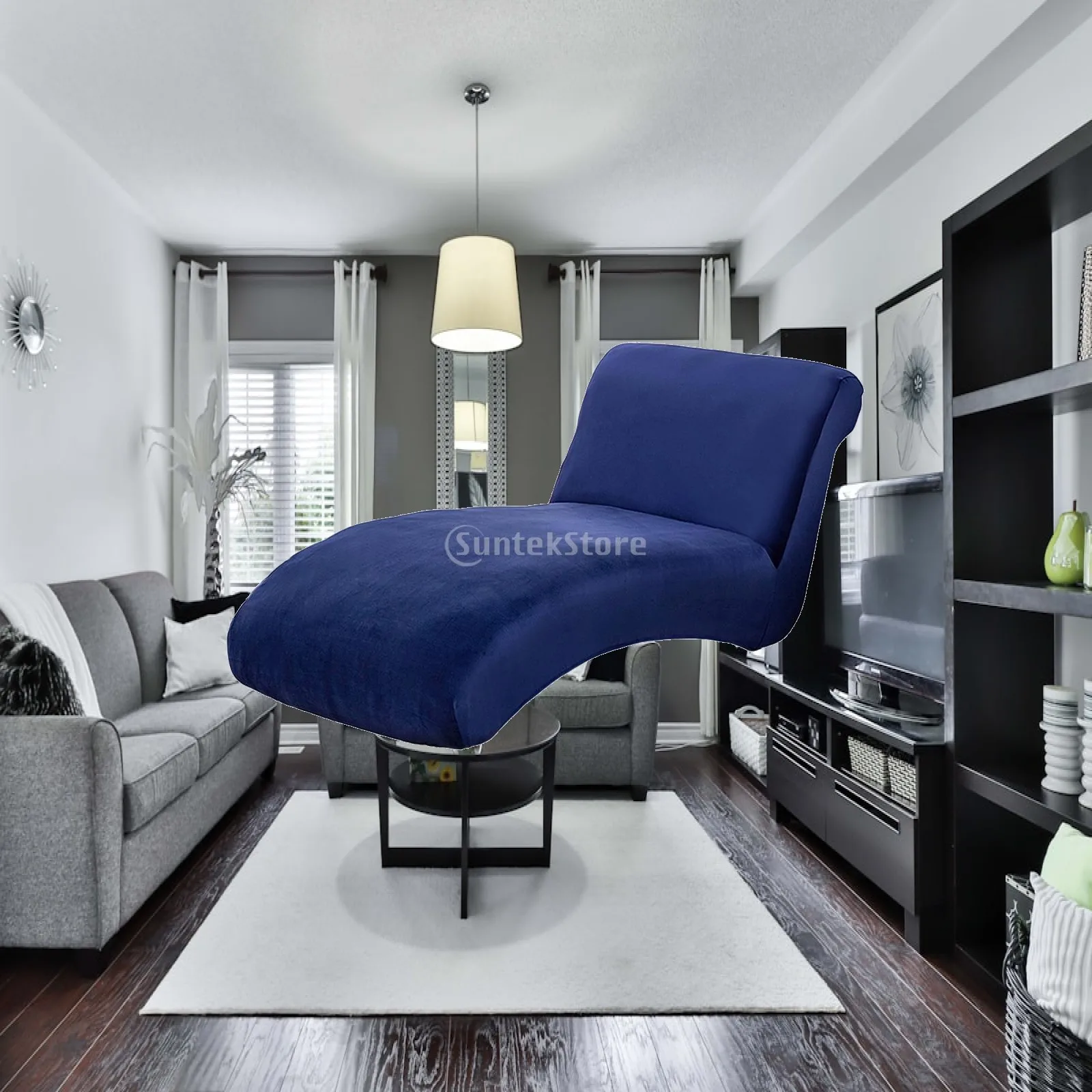 Chaise Lounge Slipcover Furniture Cover High Stretch Polyester Non Slip Seat Protector for Indoor Chaise Longue Sofa Home Decor