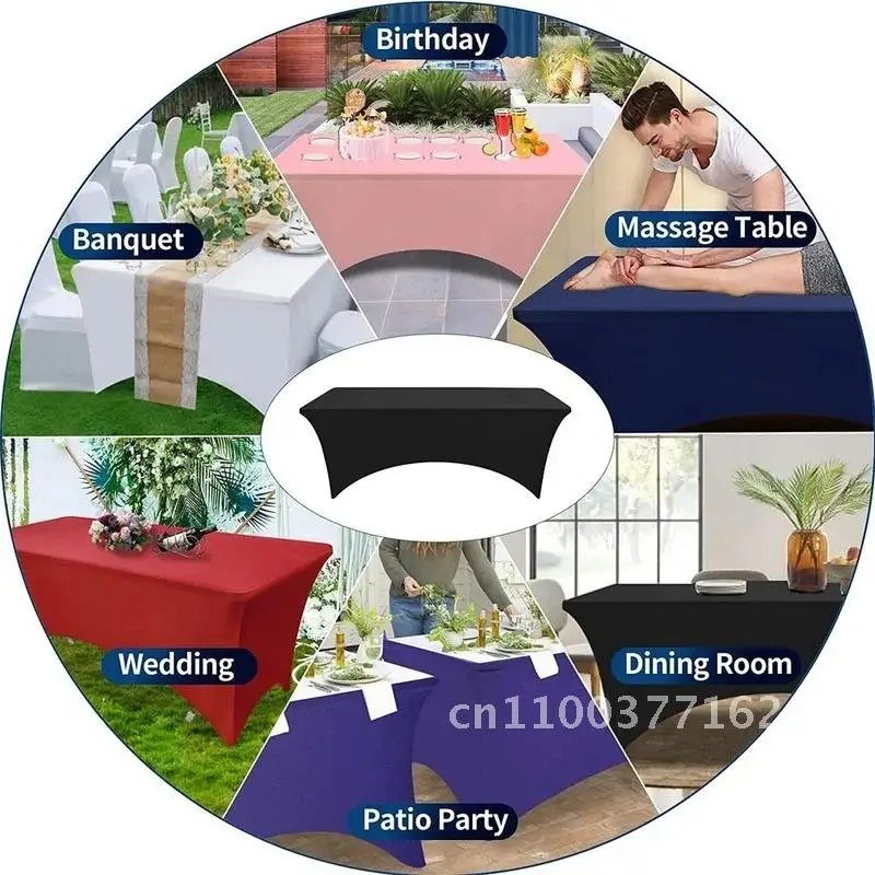 Spandex Fitted Stretch Table Cover for 4ft 5ft 6ft Tablecloth Rectangular Cocktail Banquet for 8ft Perfect Folding Table Wedding