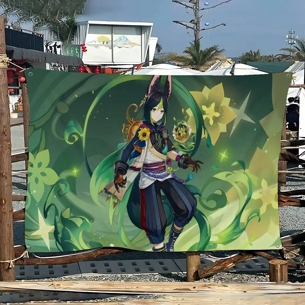 Tighnari Genshin Impact Small Size Cheerleading Banner Hand Pulled Flag Outdoor Atmosphere Flags