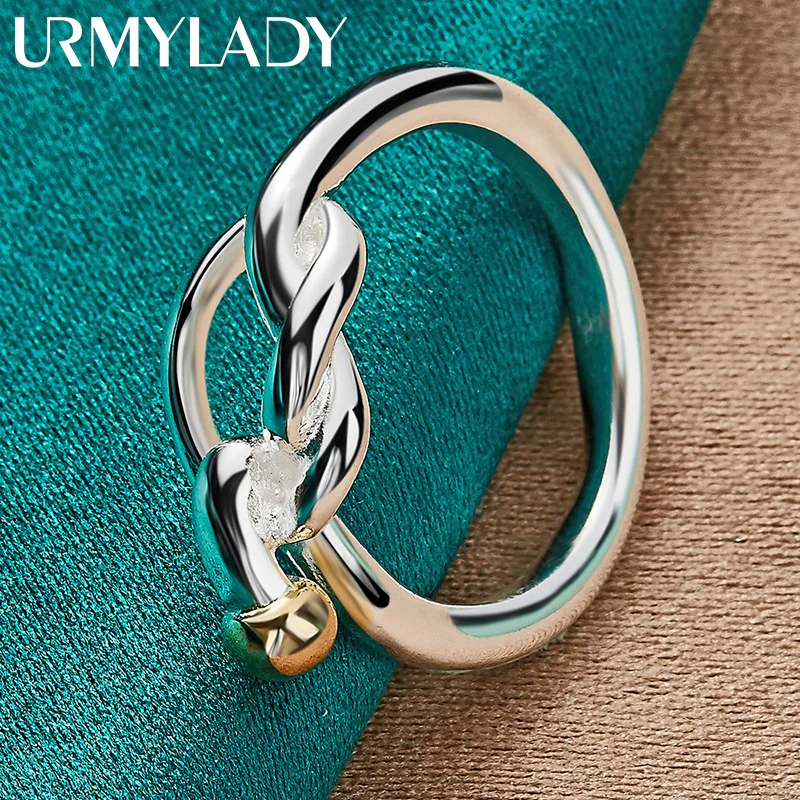 

URMYLADY 925 Sterling Silver knot 7-10# Ring For Women Fashion Wedding Party Charm Jewelry