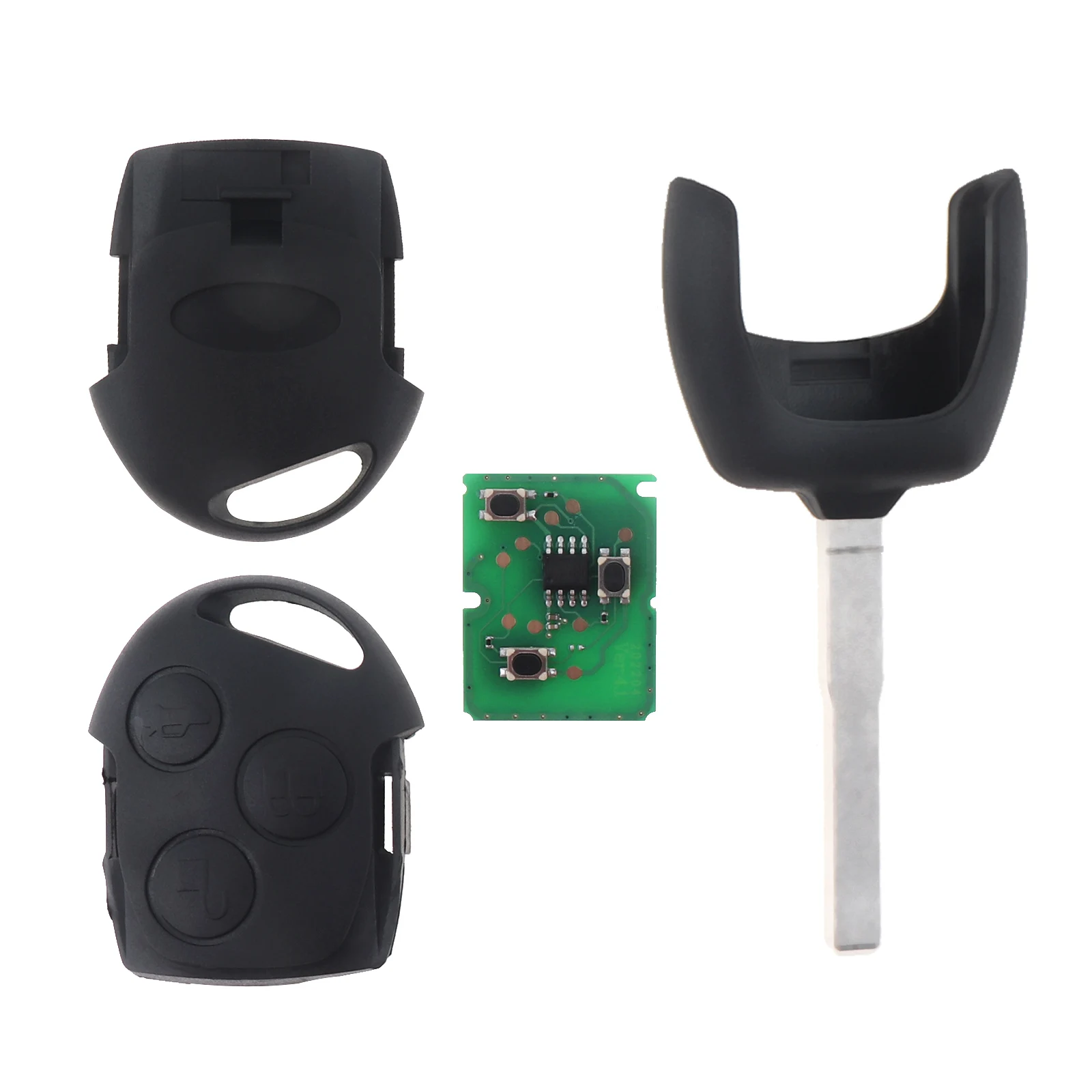 

3 Button Car Remote Key Fob Shell Fit for Ford C Max Fiesta Focus Galaxy Mondeo S Max 433MHz Uncut Flip Smart Key Case 4D63 Chip